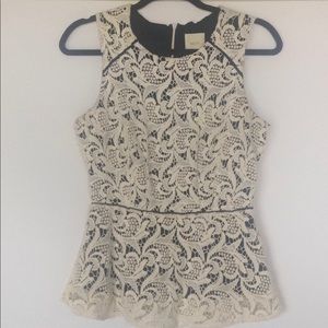 Anthropologie Black and Cream Lace Blouse